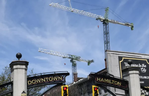 downtown Hamilton cranes